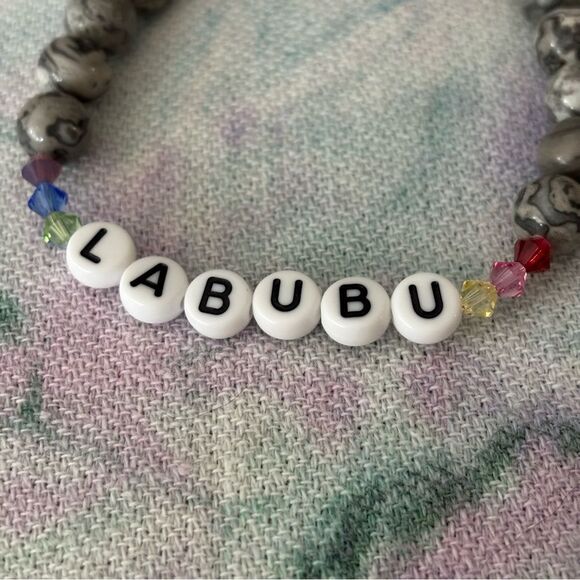 Labubu ID inspired Beaded Bracelet - Multicolor Swarovski crystal beads - Picture 1 of 3